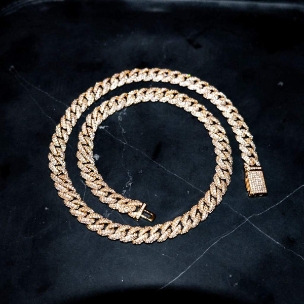 8.5mm Diamond Cuban Chain 18k Gold